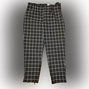 Time & Tru Black & White Slim Fit Pants (Side Zip)